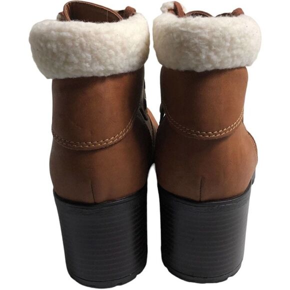 MIA Tallia Brown Faux Fur Ankle Boots - Picture 8 of 11